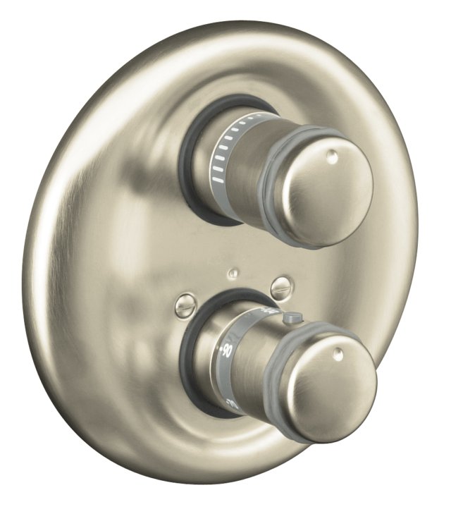 Kohler K-T9493-7-BN MasterShower(R) thermostatic mixing valve trim with volume control and cylinder handle valve not included; Discontinued Product