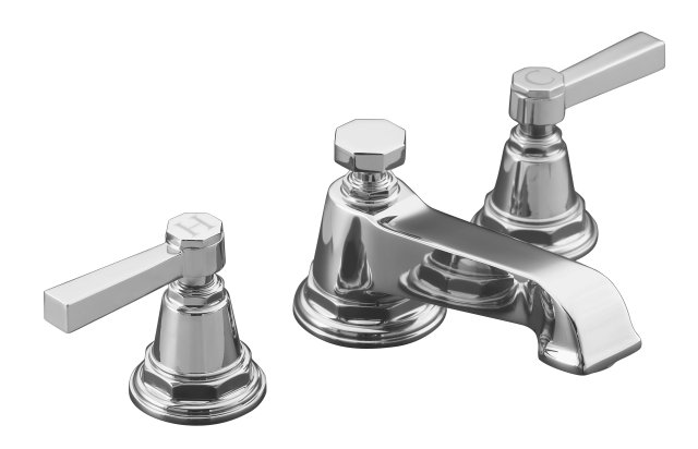 Kohler K-13132-4A-CP; Pinstripe (R) Pure widespread lavatory faucet with lever handles; in Polished Chrome