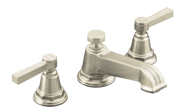 Kohler K-13132-4B-BN; Pinstripe (R) widespread lavatory faucet with lever handles; in Vibrant Brushed Nickel