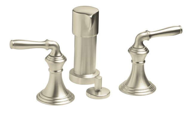 Kohler K-412-4-BN; Devonshire (R) vertical spray bidet faucet with lever handles; in Vibrant Brushed Nickel