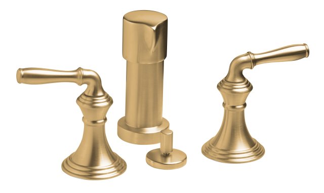 Kohler K-412-4-BV; Devonshire (R) vertical spray bidet faucet with lever handles; in Vibrant Brushed Bronze; Discontinued Product