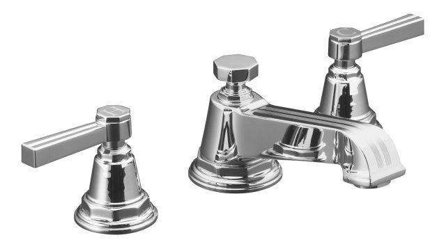 Kohler K-13132-4B-CP; Pinstripe (R) widespread lavatory faucet with lever handles; in Polished Chrome; Discontinued Product