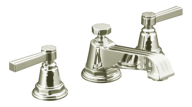 Kohler K-13132-4B-SN; Pinstripe (R) widespread lavatory faucet with lever handles; in Vibrant Polished Nickel; Discontinued Product