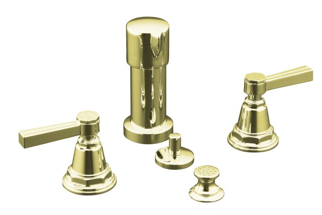 Kohler K-13142-4B-AF; Pinstripe (R) bidet faucet with lever handles; in Vibrant French Gold; Discontinued Prdouct