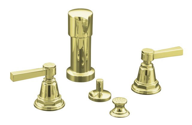 Kohler K-13142-4A-AF; Pinstripe (R) Pure bidet faucet with lever handles; in Vibrant French Gold; Discontinued Prdouct