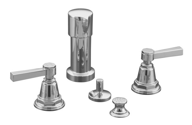 Kohler K-13142-4A-CP; Pinstripe (R) Pure bidet faucet with lever handles; in Polished Chrome