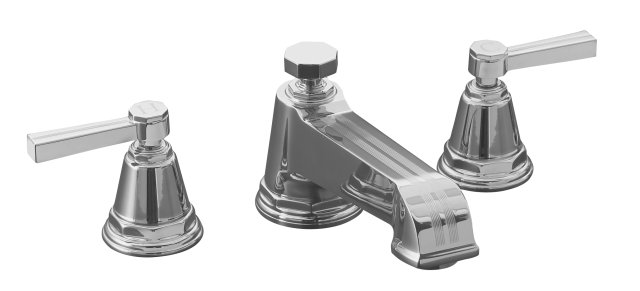 Kohler K-T13140-4B-CP; Pinstripe (R) deck-mount high-flow bath faucet trim with lever handles valve not included; in Polished Chrome; Discontinued Product
