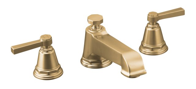 Kohler K-T13140-4A-BV; Pinstripe (R) Pure deck-mount high-flow bath faucet trim with lever handles, valve not included; in Vibrant Brushed Bronze; Discontinued Product