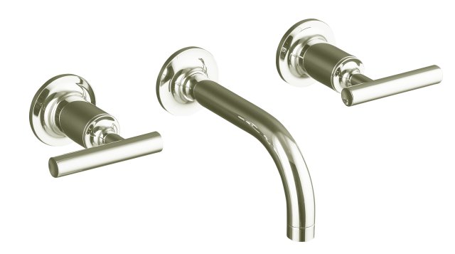 Kohler K-T14412-4 Purist(R) two-handle wall-mount lavatory faucet trim with 6"" 90-degree angle spout and lever handles valve not included