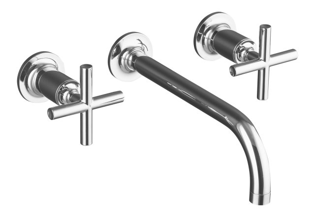 Kohler K-T14414-3 Purist(R) two-handle wall-mount lavatory faucet trim with 9"" spout and cross handles valve not included