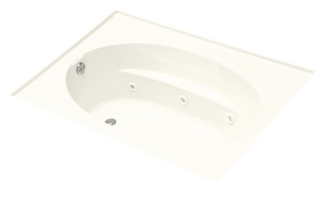 Kohler K-1114-LH Windward(TM) 6' whirlpool with heater three-sided integral tile flange and left-hand drain