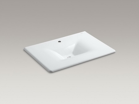 Kohler K-3049-1-FT; Iron/Impressions (R) 31" cast iron one-piece surface and integrated lavatory with single-hole faucet drilling; in Basalt