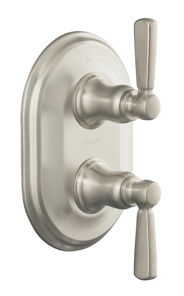 Kohler K-T10594-4-BN; Bancroft (R) stacked thermostatic trim with metal lever handle valve not included; in Vibrant Brushed Nickel
