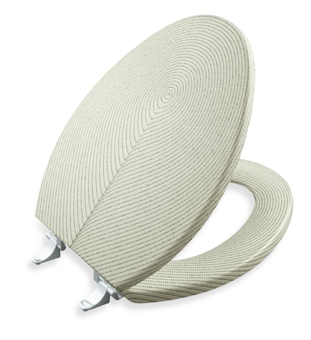 Kohler K-4717-CP-HV Boucle(TM) Tweed Elongated Artful Toilet Seat with Closed-Front and Polished Chrome Hinges