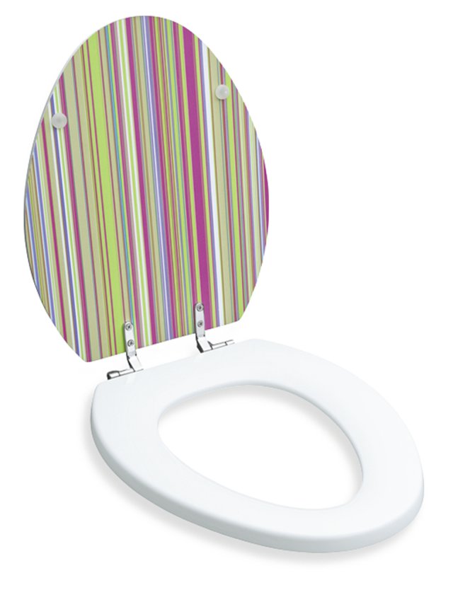 Kohler K-4718-CP-D7 Surprise(R) Round-Front Artful Toilet Seat with Closed-Front and Polished Chrome Hinges