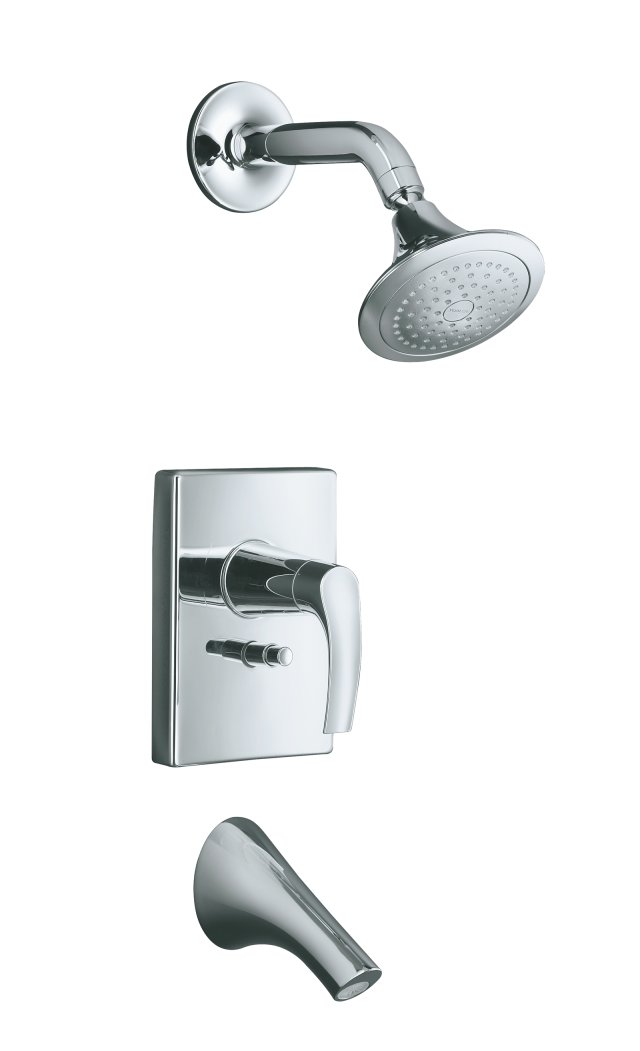 Kohler K-T18488-4-SN; Symbol (TM) Rite-Temp (R) pressure-balancing bath and shower faucet trim, valve not included; in Vibrant Polished Nickel; Discontinued Product - Use Kohler K-T18488-4