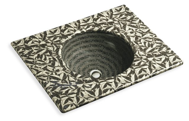 Kohler K-14027-BW Congo(TM) design on vitreous countertop with left-hand single-hole faucet drilling