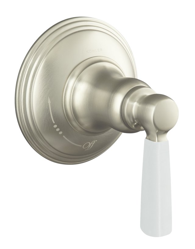 Kohler K-T10596-4P Bancroft(R) volume control trim with White ceramic lever handle valve not included