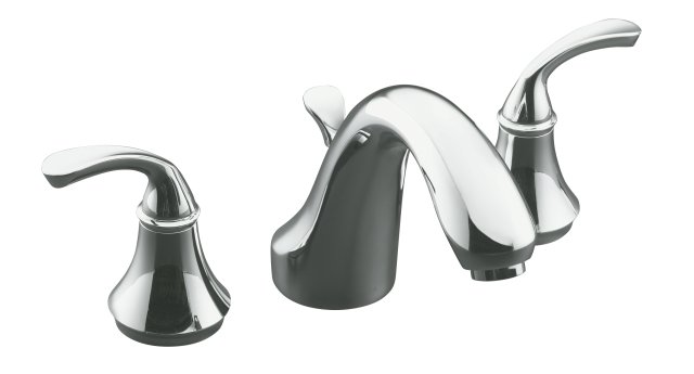 Kohler K-T10292-4-CP; Forte (R) deck-mount bath faucet trim with sculpted lever handles valve not included; in Polished Chrome