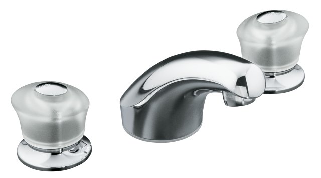 Kohler K-15265-7 Coralais(R) widespread lavatory faucet with sculptured acrylic handles less drain