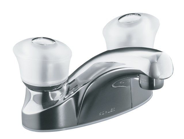 Kohler K-15240-7 Coralais(R) centerset lavatory faucet with lift-rod hole and sculptured acrylic handles
