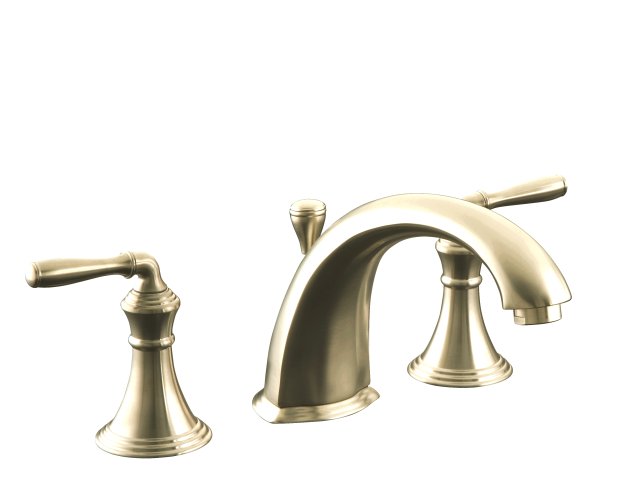 Kohler K-T387-4-CP; Devonshire (R) deck-mount bath faucet trim with lever handles valve not included; in Polished Chrome