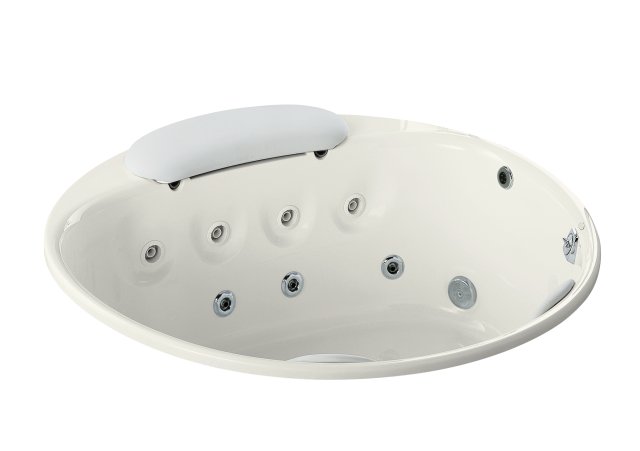 Kohler K-1394-H3-0; RiverBath (R) 66" round whirlpool less chromatherapy; in White