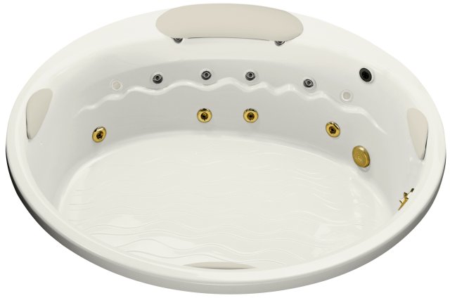 Kohler K-1397-H2-0; RiverBath (R) 75" round whirlpool with chromatherapy; in White