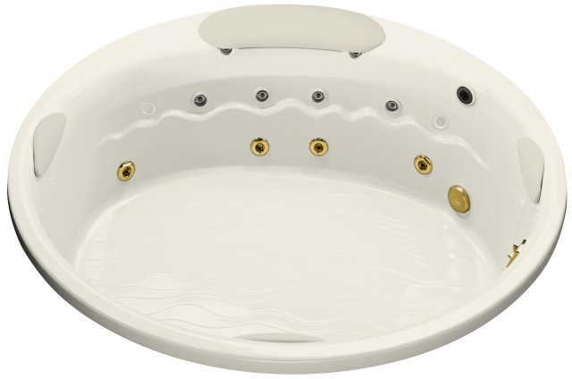 Kohler K-1399-H2 RiverBath(R) 75"" round whirlpool with chromatherapy less connected integral fill and faucet valves