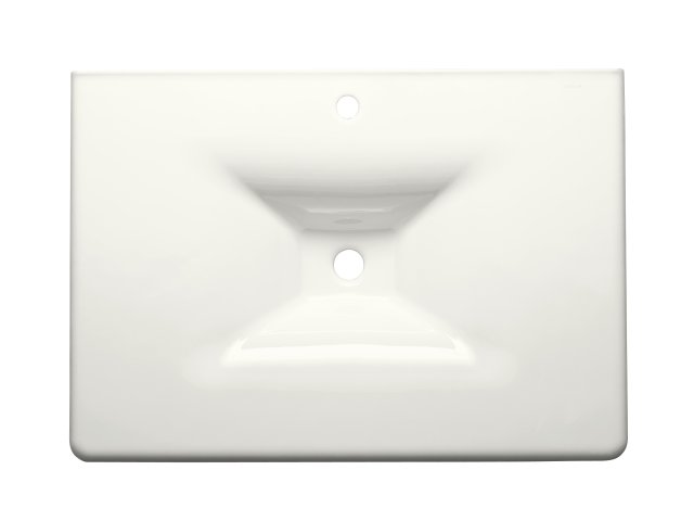 Kohler K-3049-1-0; Iron/Impressions (R) 31" cast iron one-piece surface and integrated lavatory with single-hole faucet drilling; in White