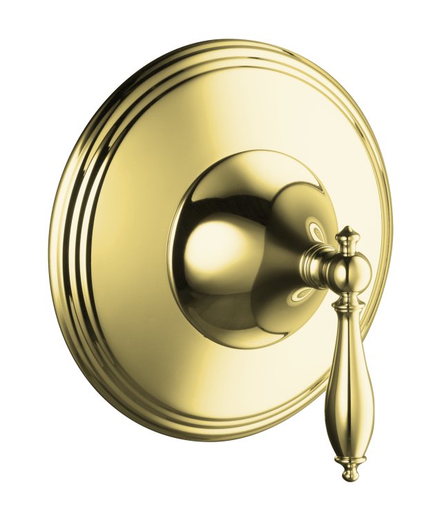 Kohler K-T10301-4M Finial(R) Traditional thermostatic valve trim with lever handle and Polished accents valve not included