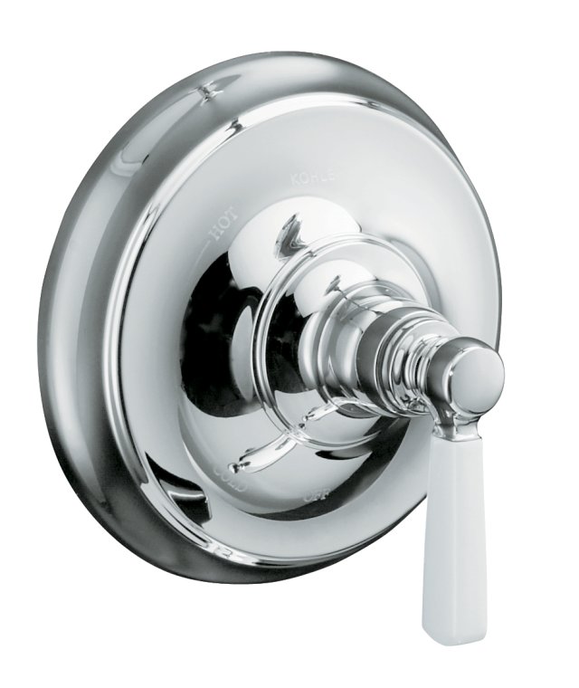 Kohler K-T10584-4P Bancroft(R) Rite-Temp(R) pressure-balancing valve trim with White ceramic lever handle valve not included