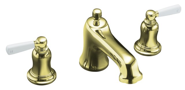 Kohler K-T10585-4P Bancroft(R) bath- or deck-mount high-flow bath faucet trim with White ceramic lever handles valve not included