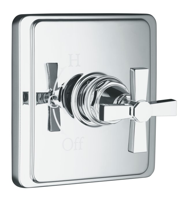 Kohler K-T13135-3A Pinstripe(R) Pure Rite-Temp(R) pressure-balancing valve trim with cross handle valve not included