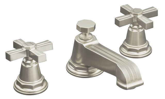 Kohler K-13132-3B-BN; Pinstripe (R) widespread lavatory faucet with cross handles; in Vibrant Brushed Nickel; Discontinued Product