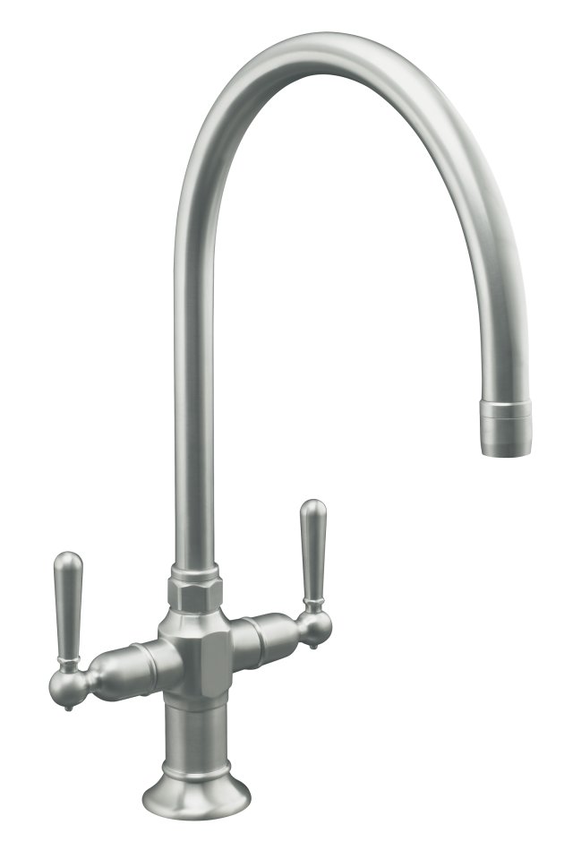 Kohler K-7341-4 HiRise(TM) stainless two handle kitchen sink faucet