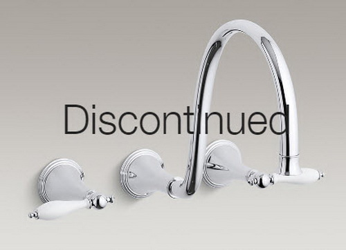 Kohler K-T344-4M Finial(R) Traditional wall-mount lavatory faucet trim with lever handles and 12"" spout valve not included
