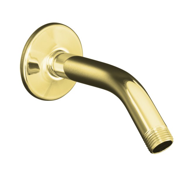 Kohler K-7395-PB; Showerarm and flange 5-3/8 long; in Vibrant Polished Brass