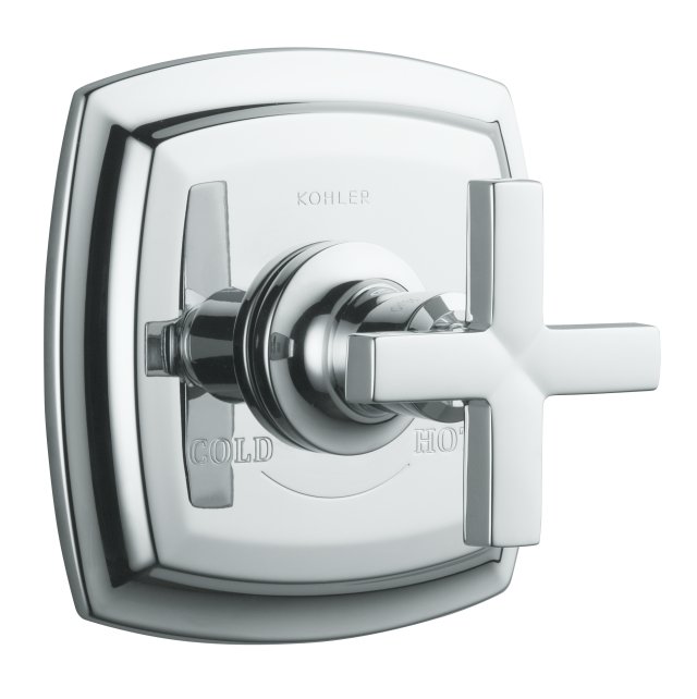 Kohler K-T16239-3-CP; Margaux (R) thermostatic valve trim with cross handle valve not included; in Polished Chrome