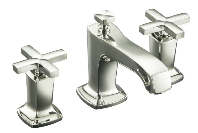 Kohler K-16232-3-SN; Margaux (R) widespread lavatory faucet with cross handles; in Vibrant Polished Nickel
