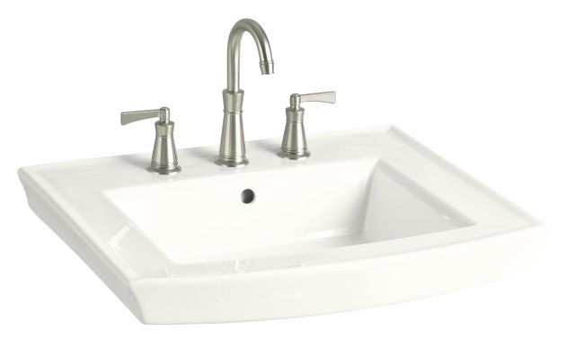 Kohler K-2358-1-0; Archer (TM) pedestal lavatory basin with single-hole faucet drilling; in White