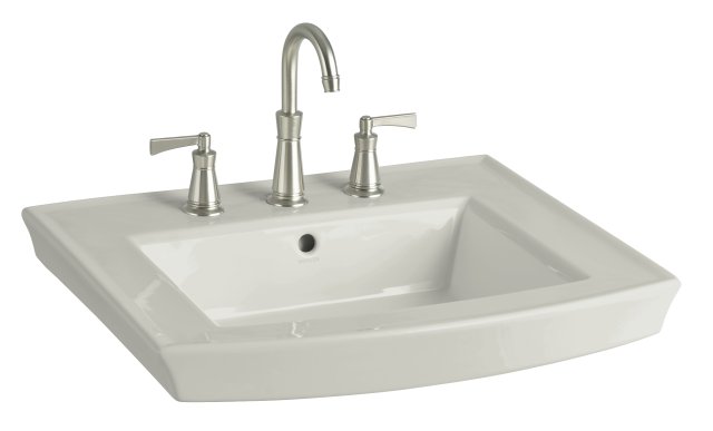 Kohler K-2358-8-95; Archer (TM) pedestal lavatory basin with 8" centers; in Ice Grey