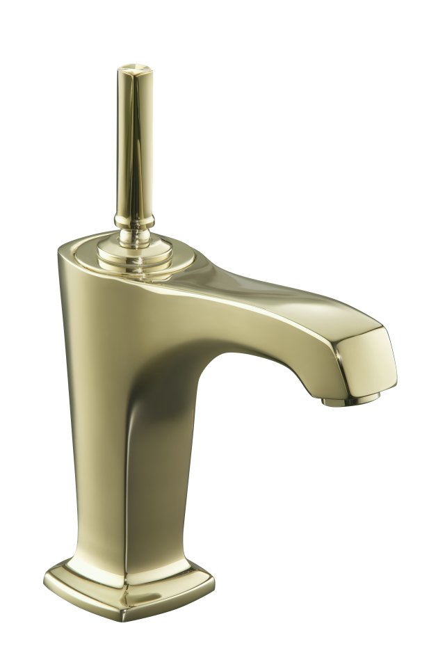 Kohler K-16230-4-AF; Margaux (R) single-control lavatory faucet with 5-3/8"" spout and lever handle; in Vibrant French Gold; Discontinued Product