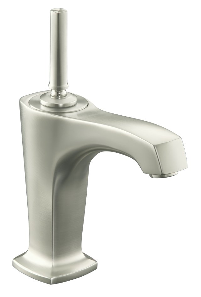 Kohler K-16230-4-BN; Margaux (R) single-control lavatory faucet with 5-3/8"" spout and lever handle; in Vibrant Brushed Nickel; Discontinued Product