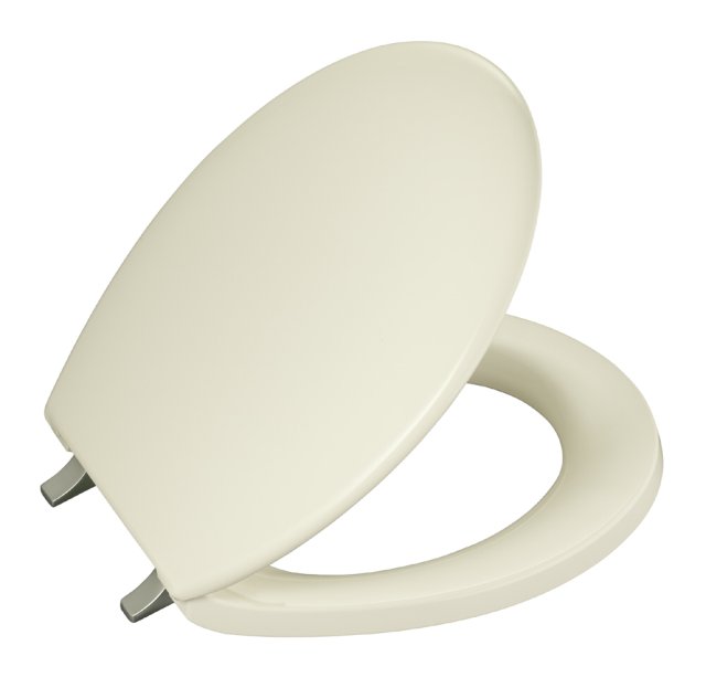 Kohler K-4643-BN Bancroft(R) round-front toilet seat with Vibrant(R) Brushed Nickel hinges