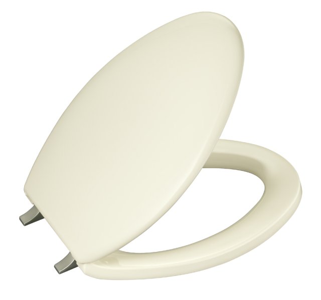 Kohler K-4685-BN Bancroft(R) elongated toilet seat with Vibrant(R) Brushed Nickel hinges