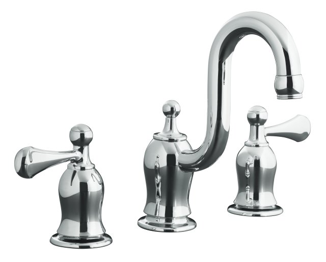 Kohler K-R11551-4D Bellhaven(TM) widespread lavatory faucet with lever handles and plastic drain