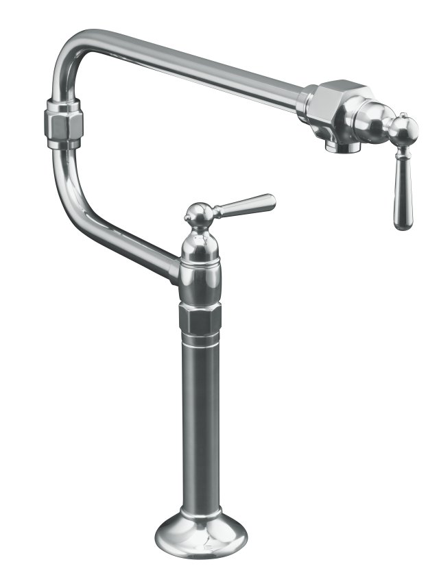 Kohler K-7323-4-S; HiRise (TM) deck-mount kitchen pot filler; in Polished Stainless; Discontinued Product