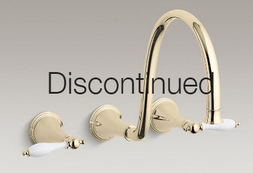 Kohler K-T344-4P Finial(R) Traditional wall-mount lavatory faucet trim with White lever handles and 12"" spout valve not included
