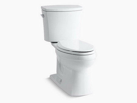 Kohler K-3755-0; Kelston (R); Comfort Height (R) two-piece elongated 1.28 gpf toilet with AquaPiston (R); flush technology and left-hand trip lever; in White